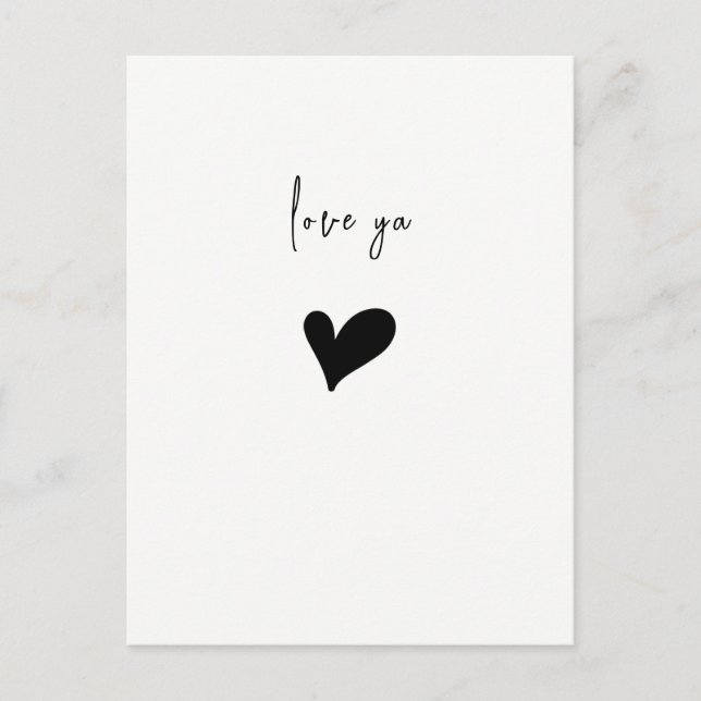 Postal Love Ya Cute Heart Minimalista (Anverso)