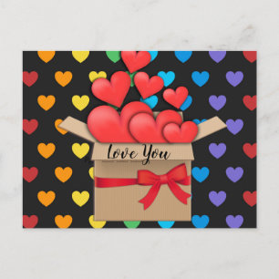 Postal Love You, diseño de corazón colorido