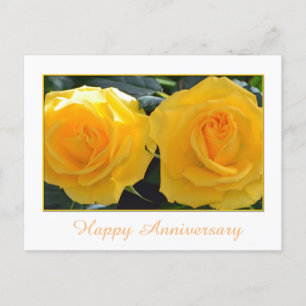 Postal Lovely yellow rose flowers happy anniversary