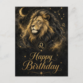 Postal Löwe Happy Birthday Sternzeichen Design