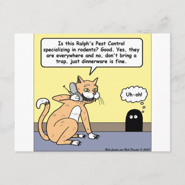Postal Loza de Cat & Mouse Regalos divertidos de dibujos  (Anverso)