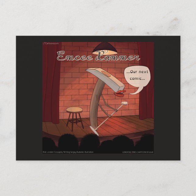 Postal LTCartoons Tools para comediantes Rick London (Anverso)
