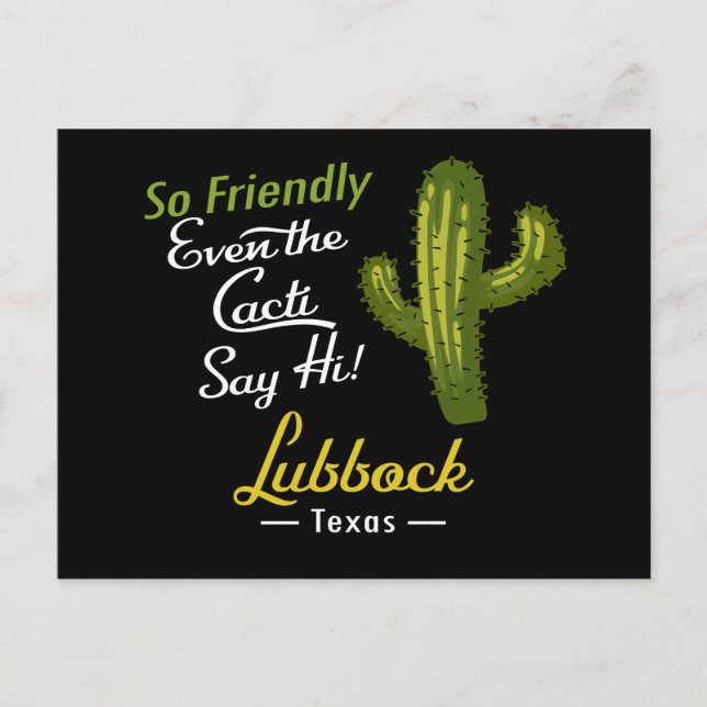 Postal Lubbock Cactus Funny Retro (Anverso)