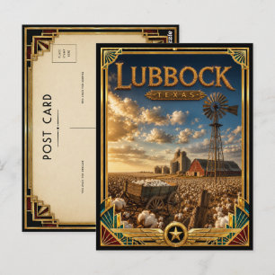 Postal Lubbock Texas Arte Deco Vintage Edad Dorada