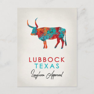 Postal Lubbock Texas Colorful Longhorn