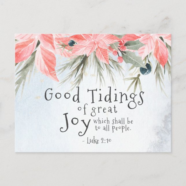 Postal Lucas 2:10 Buenas nuevas de gran alegría, Navidade (Anverso)