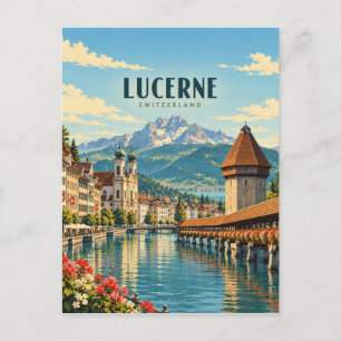 Postal Lucerna Suiza Arte de Viaje Antiguo