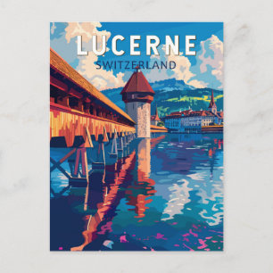 Postal Lucerna Suiza Viajes Arte Vintage