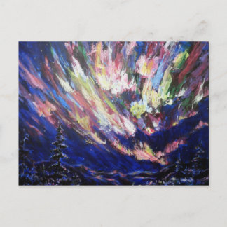 Postal Luces boreales Aurora Resumen Pintura de arte