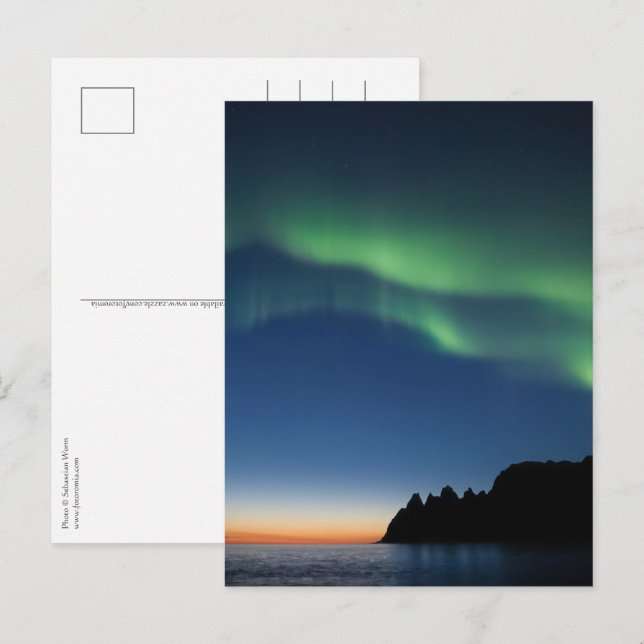 Postal Luces boreales de Senja de Noruega (Anverso / Reverso)
