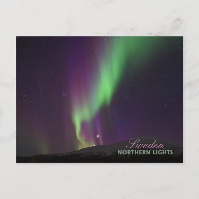 Postal Luces boreales en Lappland, Suecia (Anverso)