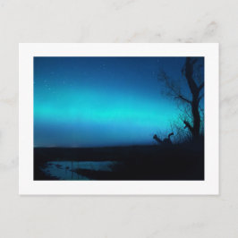 Postal Luces boreales y un estanque