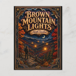 Postal Luces de Brown Mountain North Carolina Leyenda Pop