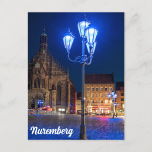 Postal Luces de calle azules en Nuremberg, Alemania