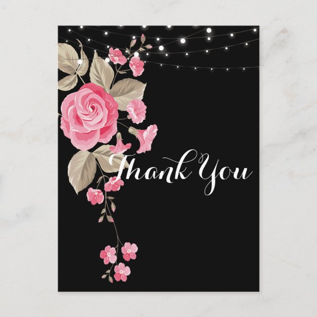 Postal Luces de Cuerda Caprichosas Negras Gracias (Anverso)