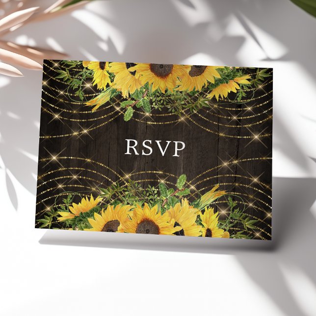 Postal Luces de Cuerda de Oro con Girasoles para Boda Rús (Subido por el creador)