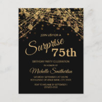 Luces de Cuerda de Oro Negro Sorpresa 75 Cumpleaño