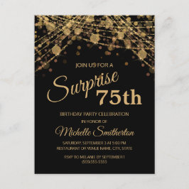 Postal Luces de Cuerda de Oro Negro Sorpresa 75 Cumpleaño