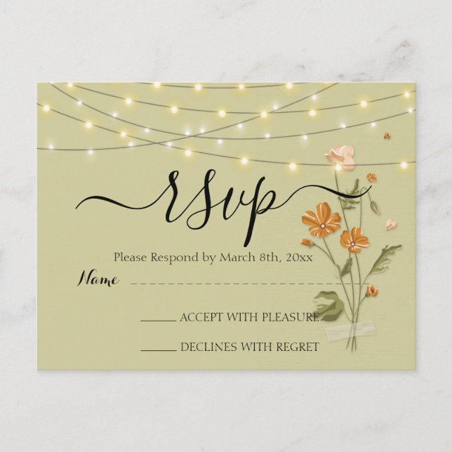 Postal Luces de cuerda rusas de moda Floral RSVP (Anverso)