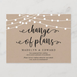 Postal Luces de cuerdas, cambio de planes, boda pospuesto