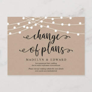 Postal Luces de cuerdas, cambio de planes, boda pospuesto