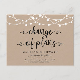 Postal Luces de cuerdas, cambio de planes, boda pospuesto