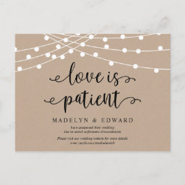 Postal Luces de cuerdas, el amor es paciente, boda pospue