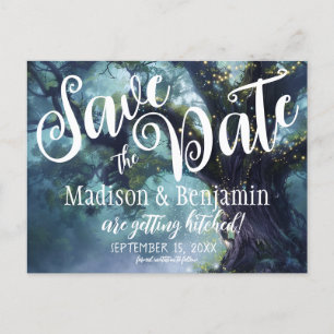 Postal Luces de hadas de roble de roble forestal encantad