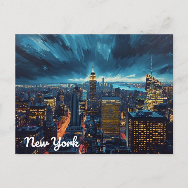 Postal Luces de la ciudad de Nueva York (Anverso)