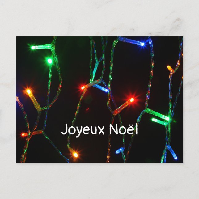 Postal Luces de Navidad coloridas "Joyeux Noël" (Anverso)