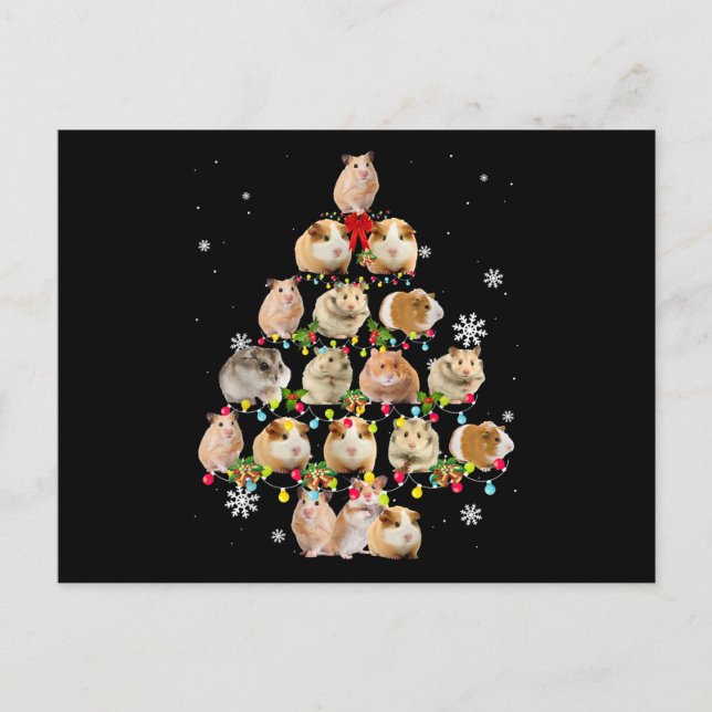 Postal Luces De Navidad Para Árbol De Conejillos De India (Anverso)