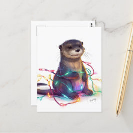 Postal Luces de Navidades de Otter Adorables AI