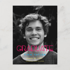 Postal Luces de neón de los años 80 retro Graduación de l