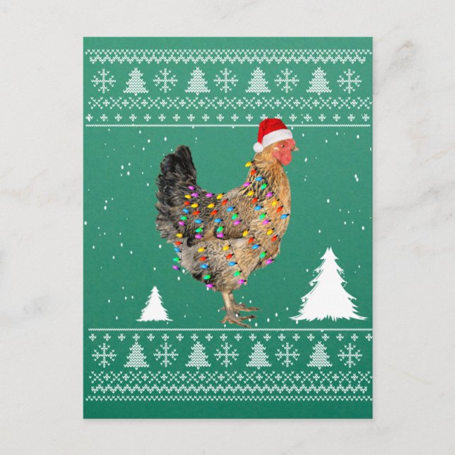Postal Luces de pollo con Navidades de Santa Hat Pajamas (Anverso)