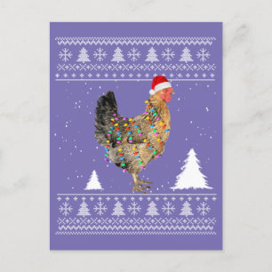 Postal Luces de pollo con Navidades de Santa Hat Pajamas
