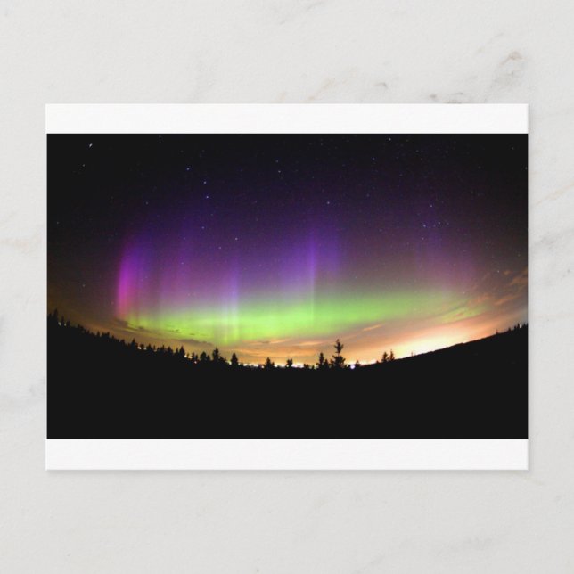 Postal Luces del Norte Cielo Nocturno Alaska (Anverso)