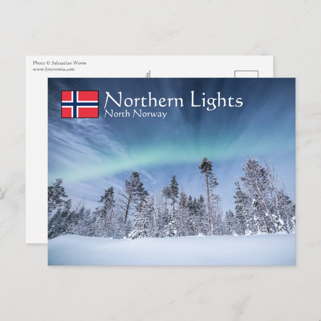 Postal Luces del Norte de Noruega (Anverso / Reverso)