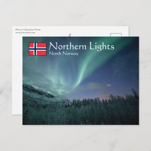 Postal Luces del Norte de Noruega (Anverso / Reverso)
