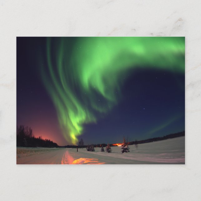 Postal Luces del Norte en el lago Bear (Anverso)