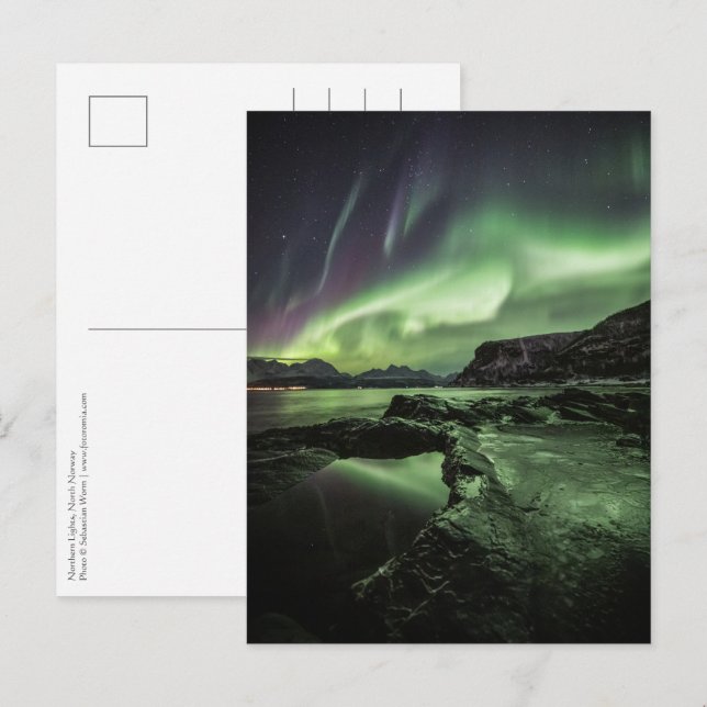 Postal Luces del Norte Noruega (Anverso / Reverso)