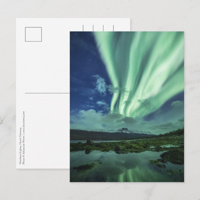 Postal Luces del Norte Noruega (Anverso / Reverso)