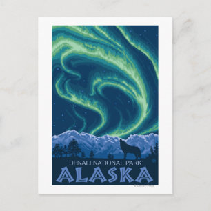 Postal Luces del Norte - Parque Nacional Denali, Alaska