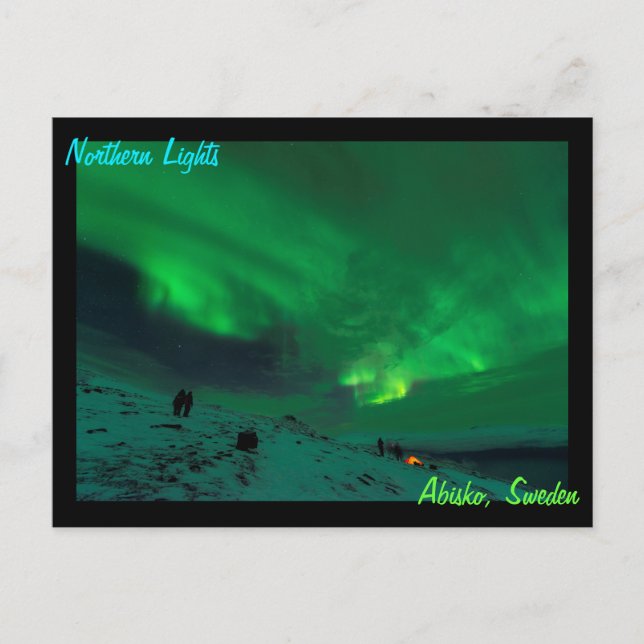 Postal Luces del norte sobre Abisko Suecia (Anverso)