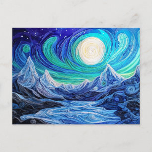 Postal Luces del Norte sobre Quilling de fiordo noruego