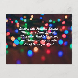 Postal Luces Navideñas Coloridas Brillantes con Poema