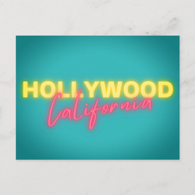 Postal Luces Neon de Hollywood Vintage (Anverso)