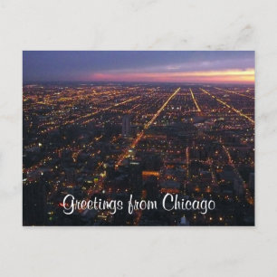 Postal luces nocturnas de chicago