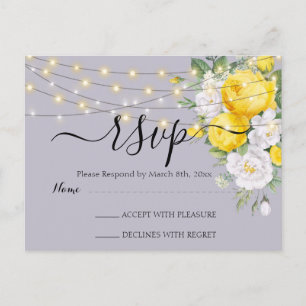 Postal Luces rústicas Floral Amarillo  RSVP  