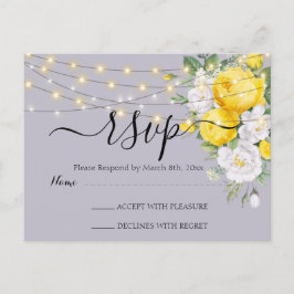 Postal Luces rústicas Floral Amarillo  RSVP