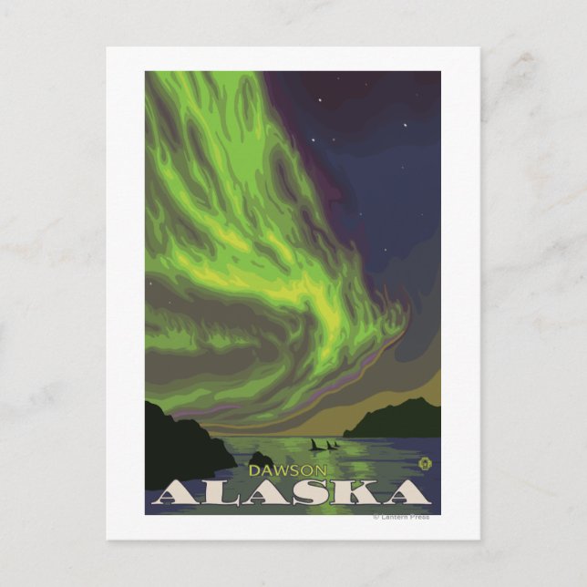 Postal Luces y Orcas del Norte - Dawson, Alaska (Anverso)